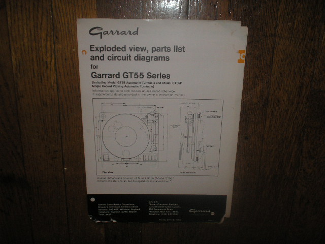  GT-55 GT-55P Turntable Exploded View and Parts Manual